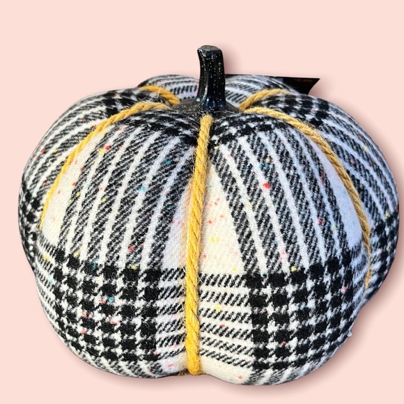 Nwt set of 2 cloth black & off white cloth speckled pumpkins Hyde & eek! - Picture 5 of 7